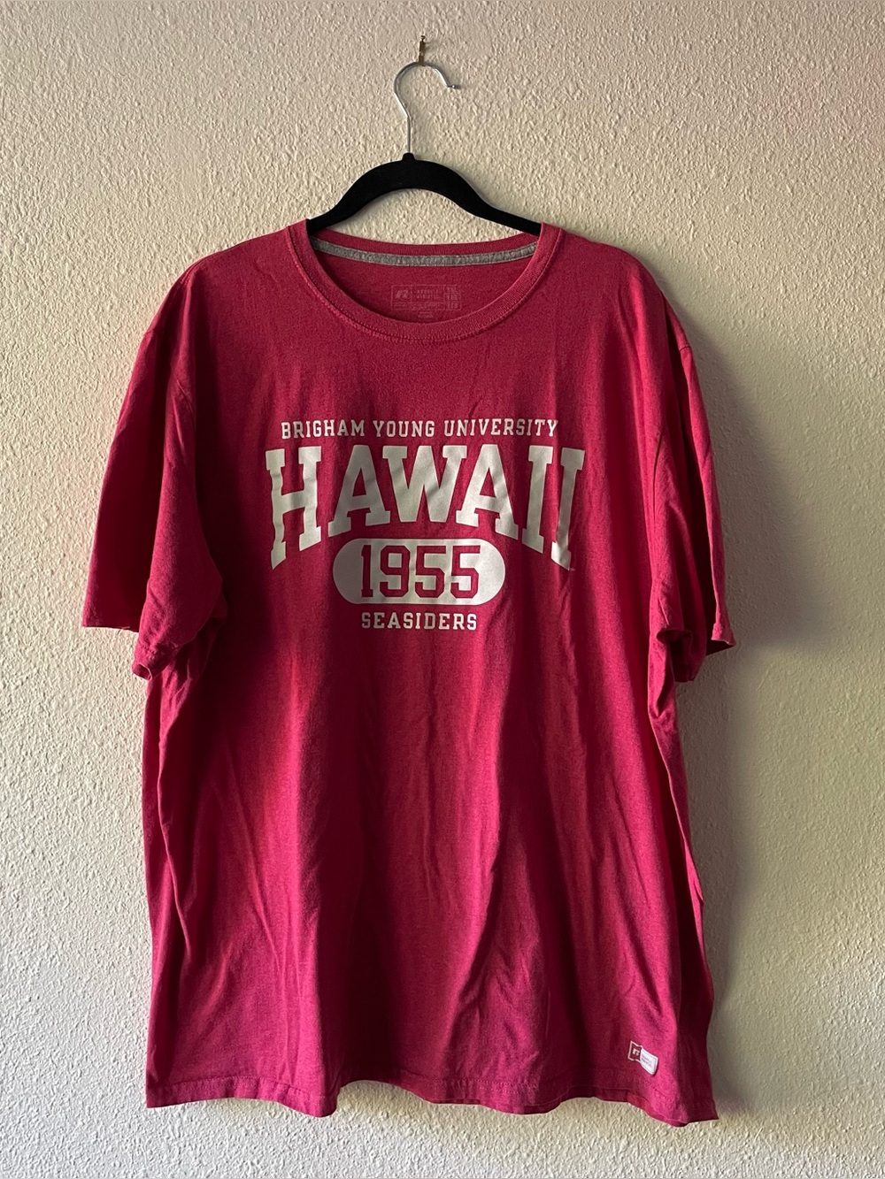 BYU Hawaii 1955 T Brigham Young University Seaside Graphic Collegiate Tee Red